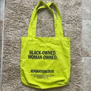 Reparations Bookstore Lime Green Tote Bag